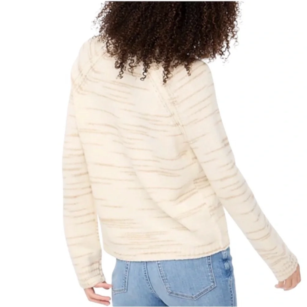 J.Crew Women’s Cream Raglan Space-dyed Long Sleeve Knit Sweater Size Small